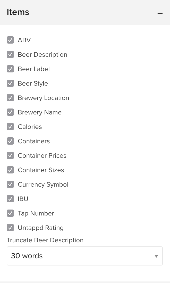 untappd beer menu